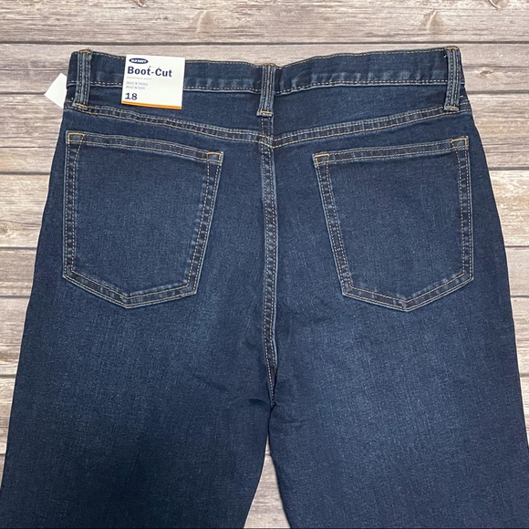Old Navy Dark Wash Boys Boot Cut Adjustable Waist Jeans NWT 18 Bootcut Husky - Picture 6 of 8